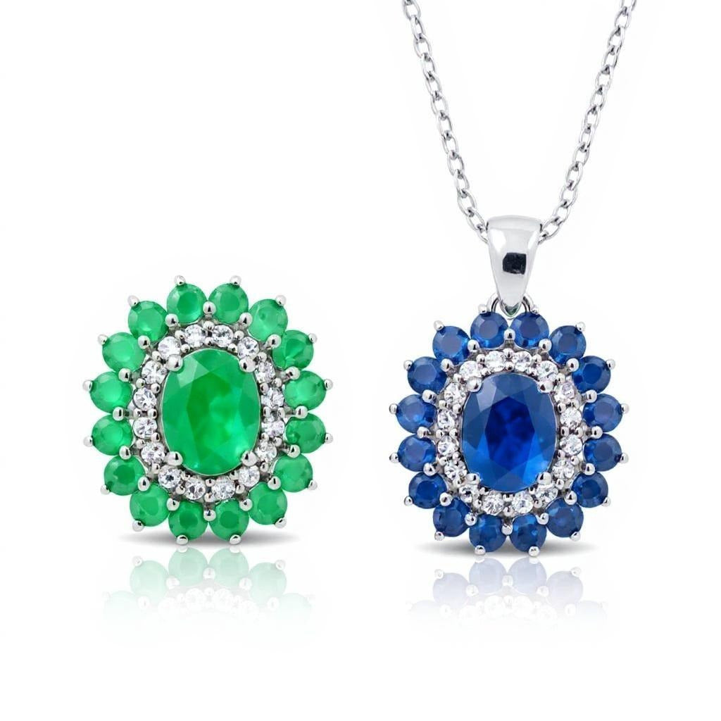 Natural Ruby and Cubic Zirconia Jewelry Set