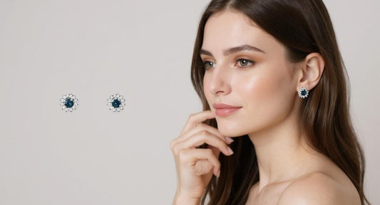 Flower Shaped Sapphire Earrings