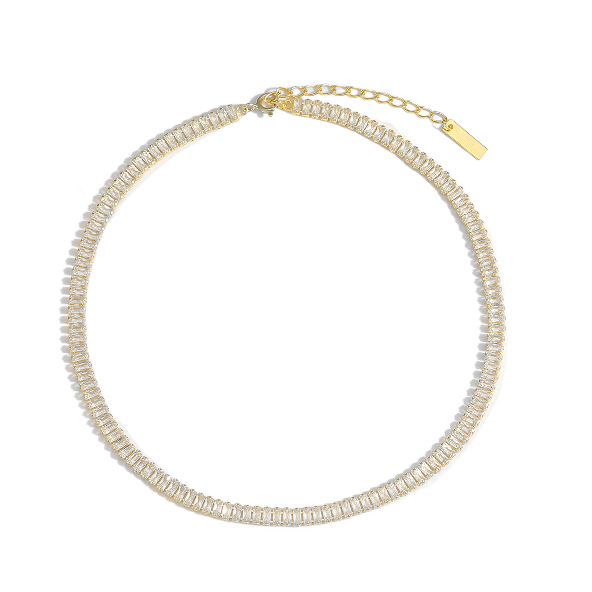 Statement choker with cubic zirconia baguettes