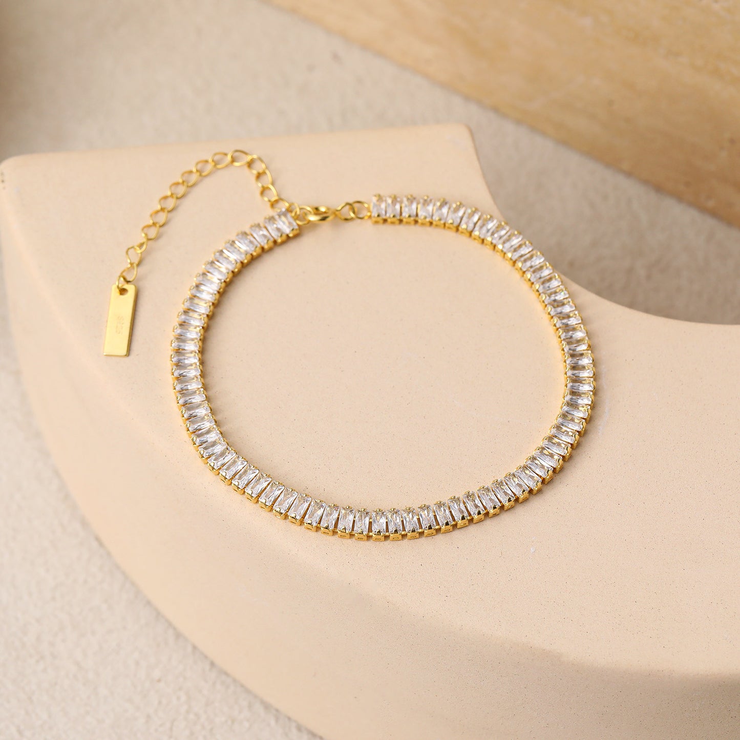 Party bracelet with cubic zirconia baguettes