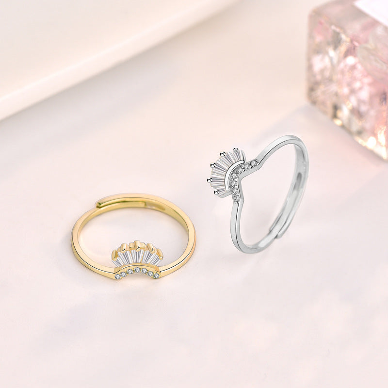 Crown V shape ring with cubic zirconia