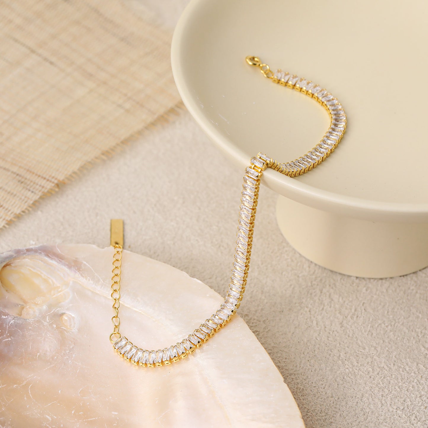 Party bracelet with cubic zirconia baguettes