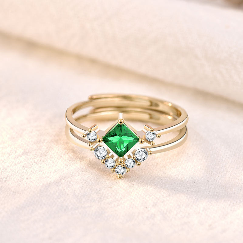 Geometric duo of rings with cubic zirconia