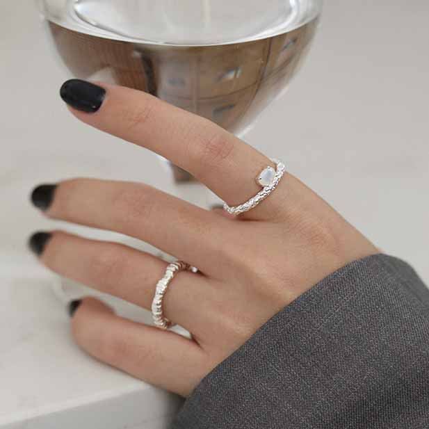 Irregular adjustable opal ring