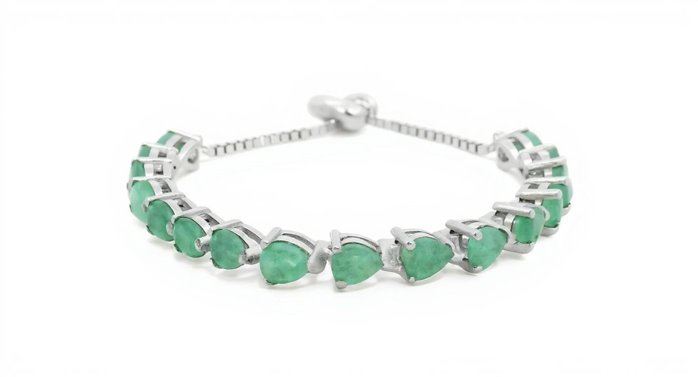 Droplet Shaped Natural Emerald Bracelet