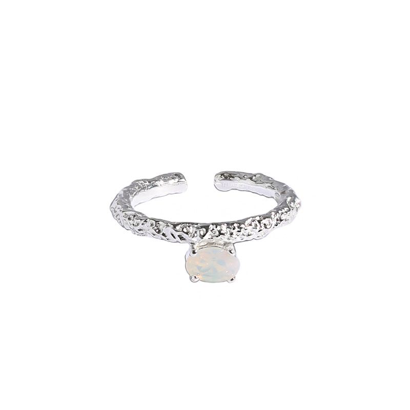 Irregular adjustable opal ring