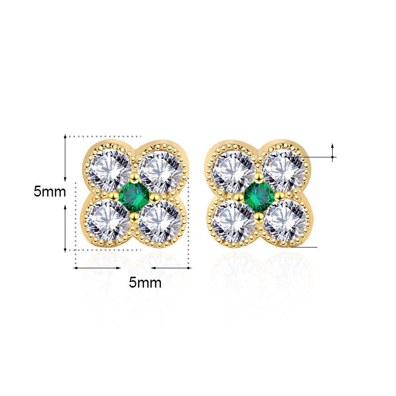 Mini four leaf clover earrings with cubic zirconia