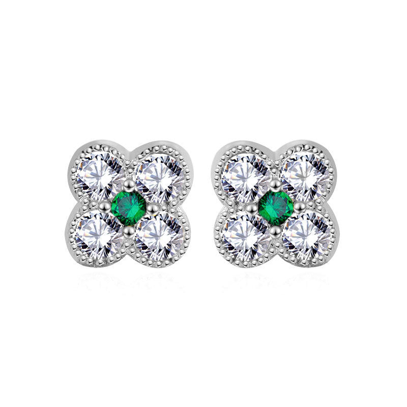 Mini four leaf clover earrings with cubic zirconia