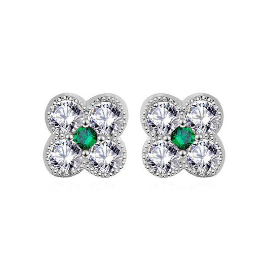Mini four leaf clover earrings with cubic zirconia