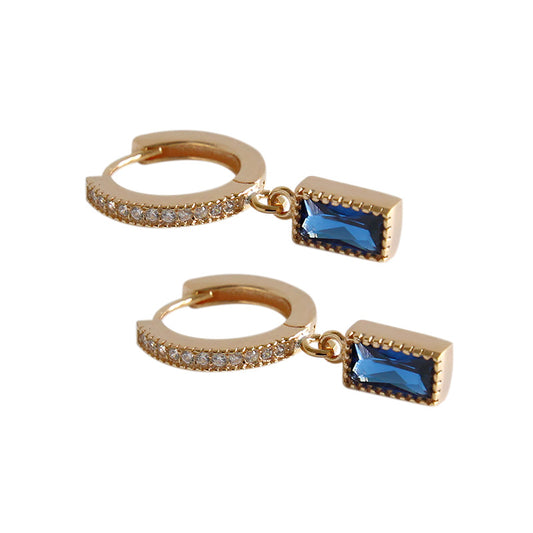 Earrings with dangling rectangular cubic zirconia