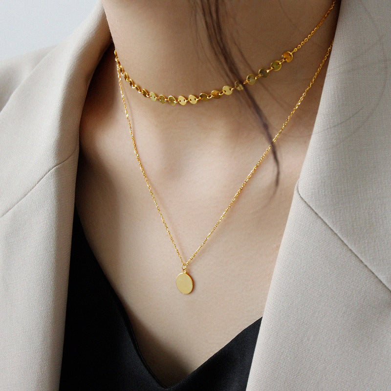 Double layered neclace with pendant