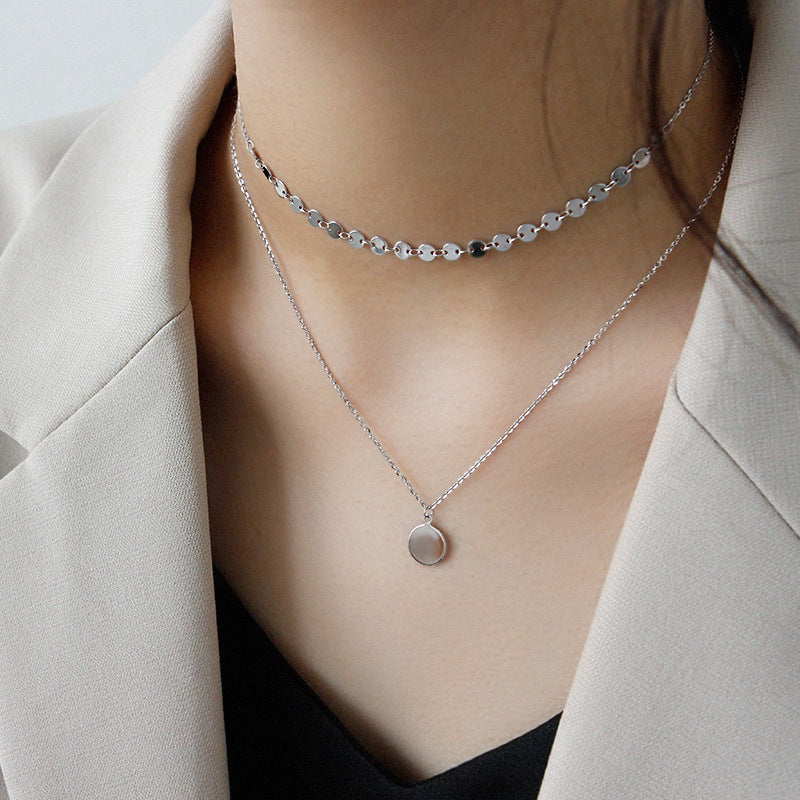 Double layered neclace with pendant