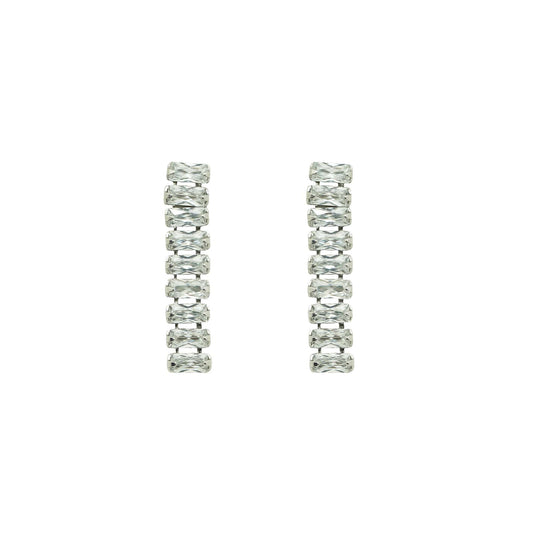 Statement dangling earrings with cubic zirconia baguettes