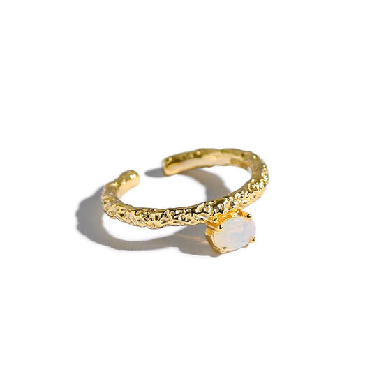 Irregular adjustable opal ring