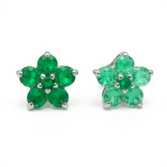 Flower Shaped Precious Gemstone Earrings